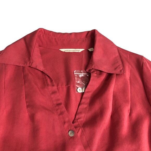 Soft Surroundings Top Womens XS Pink Asymmetrical Washed Tunic Lagenlook Blouse - Picture 4 of 16